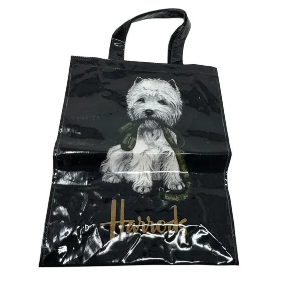 Harrods Bags Harrods Westie Dog Tote Bag Black Coated Cotton